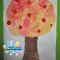 Colour mixing finger-paint tree.